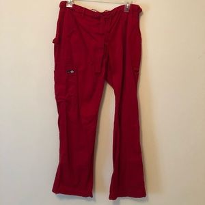 Red koi scrub pants